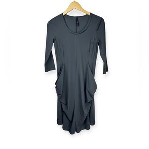 Porto Womens Casual Travel Dress Soft Breathable Scoop Neck 3/4 sleeve Gray Sz 0